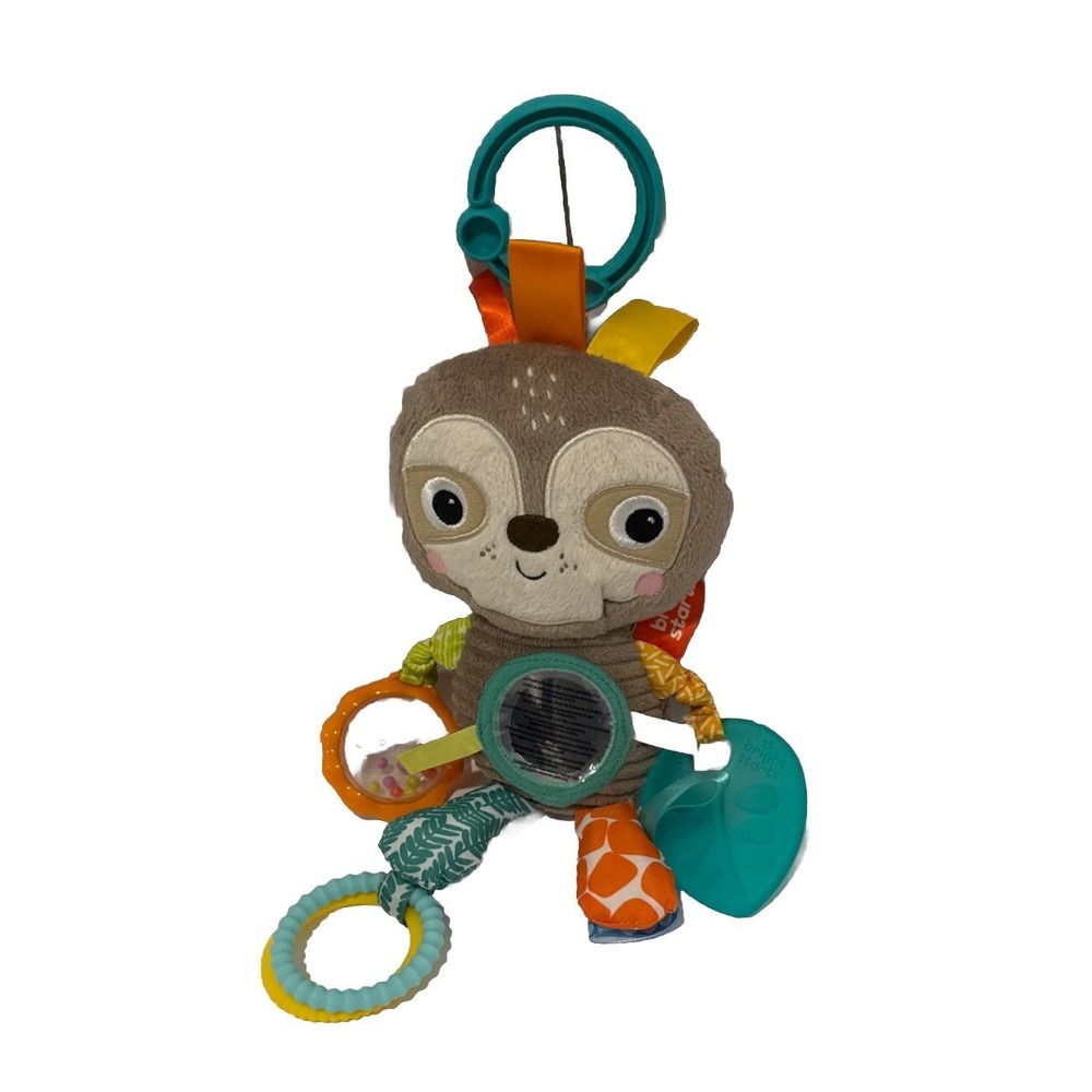 Bright Starts Plush Playful Pals Sloth Stroller Infant Baby Activity Toy W/Clip